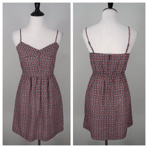 J. Crew Pink Black White Floral Spaghetti Strap Sweetheart Neck A-Line Dress 4